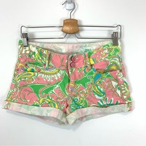 Lilly Pulitzer Pink Clifton Shorts Size 0 Rolled Hem Denim Shorts